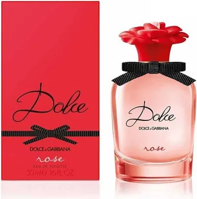 A product shot of Dolce & Gabbana Dolce Rose Eau de Toilette and its packaging.