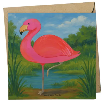 Produktbild von Mr. & Mrs. Panda Grußkarte Flamingo Classic Design - Weiß - Geschenk, Prächtig, Klappkarte, Stolz, Ich, anlasskarte, Glückwunschkarte, doppelkarte, Rosa, Spruch