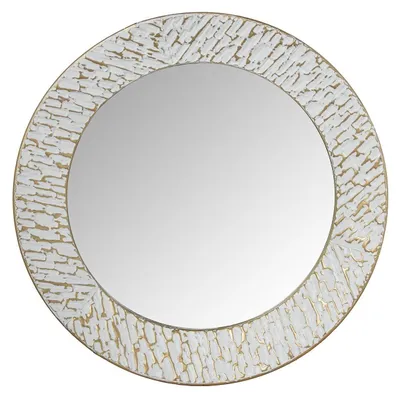 Produktbild von Runder Wandspiegel aus Metall in Gold und Weiß, Ø 80 x 7 cm