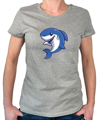 Produktbild von Huuraa Damen T-Shirt Hai Comic M Sport Grey Bio Baumwolle Fairtrade Damenshirt Geschenkidee