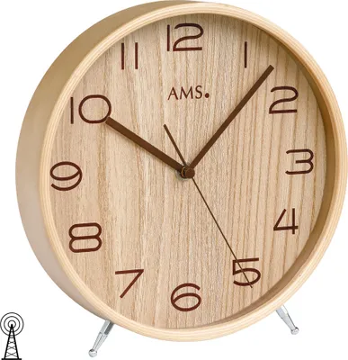 Produktbild von AMS 5118 Tischuhr Funk Holz naturfarben mit Glas