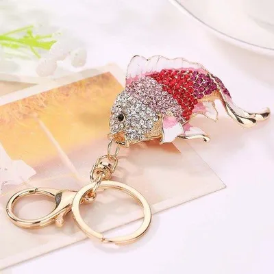 Produktbild von Gelakte hanger mit Goldfarbe, Steinen und Walvisschwalbenmuster für Taschendekoration mit Karabinerhaken