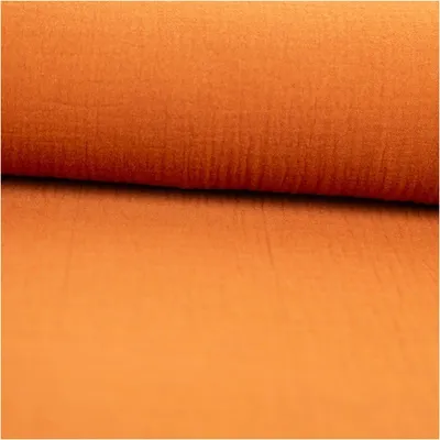 Produktbild von Musselin Stoff  Baumwollstoff Double Gauze uni Braun 130 cm