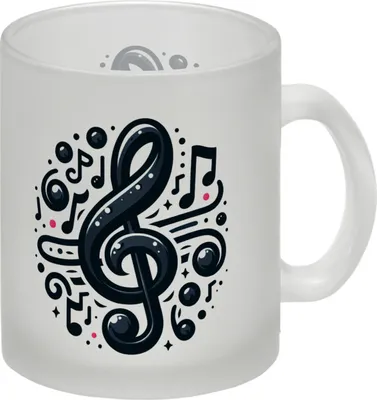Produktbild von Musiknoten und Notenschlüssel Glas Tasse
