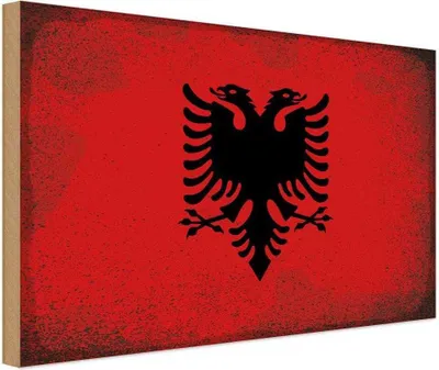 Produktbild von vianmo Holzschild 30x40 cm Albanien Albania Flagge Fahne Wappen