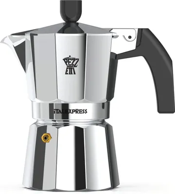 Obrázok produktu pre PEZZETTI Italexpress, Moka kanvica, 0,1 L, Hliník, Čierna, Hliník, 2 šálok, 1 kusov