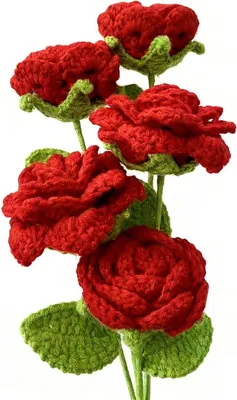 Produktbild von Gehäkelte Blumen 5 Stück, handgemachte Kunstblumen, für Geschenk