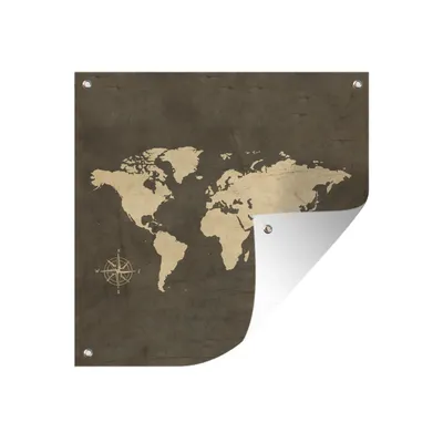 Obrázek produktu pro MuchoWow® Zahradní plakáty - Mapa světa - Vintage - Větrná růže - 100x100 cm - Zahradní dekorace