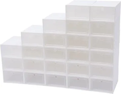 Productafbeelding van Schoenendozen Set - Opbergboxen - Schoenen Opbergen - Stapelbaar Ontwerp - 20 Stuks - Wit
