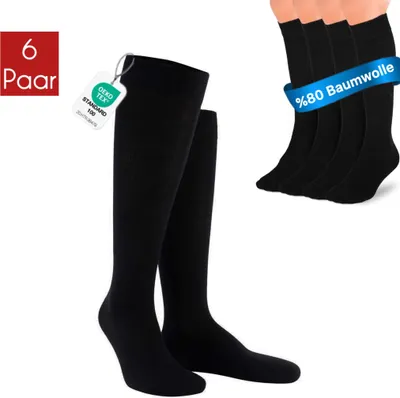 Produktbild von Kniestrümpfe (3-6 Paar) Damen & Herren aus hochwertiger Baumwolle, ohne drückende Naht, mit Komfortbund