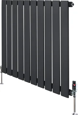 Produktbild von Flachheizkörper & Ventile – 600mm x 700mm – Anthrazitgrau
