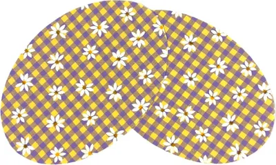 Produktbild von Knie-/Ellenbogen-Aufnäher zum Aufbügeln, lila, gelb, kariertes Gänseblümchen