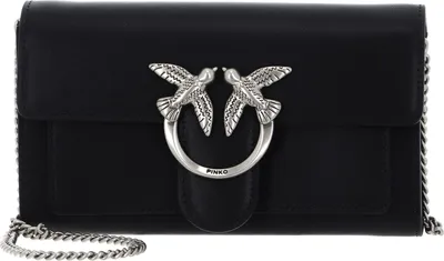 Image de PINKO sac à épaule bandoulière pochette Love One Wallet C Black - Old Silver noir