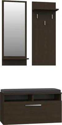 Produktbild von Flurgarderobe Mit Spiegel, Garderobe, Dunkelbraun, 85 cm Breite