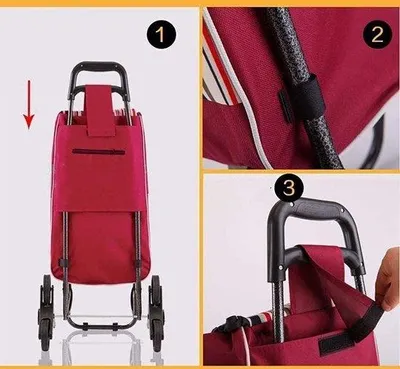Productafbeelding van Famanu boodschappentrolley, inklapbaar en waterdicht - 40 liter - Oxford-stof - 32 x 20 x 56 cm