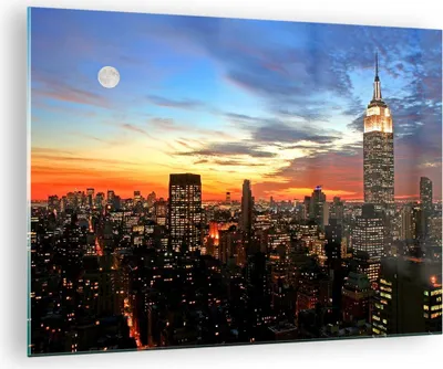 Produktbild von Bilder auf glas - Amerika gebäude sonnenuntergang wolkenkratzer - 70x50cm - Glasbilder - Wandbilder - Kunstdruck - Wanddekoration aus Glas - Glas Bilder - Wandbild auf Glas - GAA70x50-2125