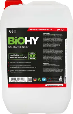Produktbild von BiOHY Sanitärreiniger, Badreiniger, Kalklöser, Badezimmer Reiniger – 1 x 6 Liter Kanister
