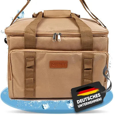 Produktbild von NEMT 25L faltbare Kühltasche Picknicktasche Thermotasche Lunchtasche Tasche Isoliertasche für Lebensmitteltransport Mittagessen Auto Urlaub und Mini Kühlbox Einkauf (khaki)