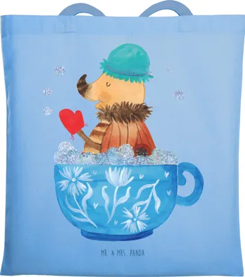 Produktbild von Mr. & Mrs. Panda Tote Bag Nachtfalter Schaumbad - Sky Blue - Geschenk, Tasse, Unitasche, Laptoptasche, Ziele, WC, Badezimmer, Jutebeutel, canvas tasche, Bad, Baden