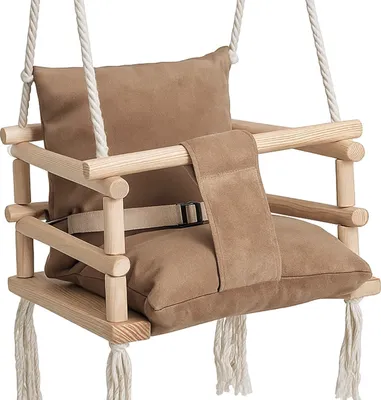 Produktbild von Kruzzel Gitterschaukel Babyschaukel zum Aufhängen Schaukel für Kleinkinder Anschnallgurt ab 12 Monate Holz Indoor 26685