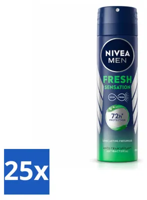 Immagine prodotto di 25 spray deodoranti NIVEA MEN Fresh Sensation - 150 ml - Confezione vantaggiosa - 25 pezzi