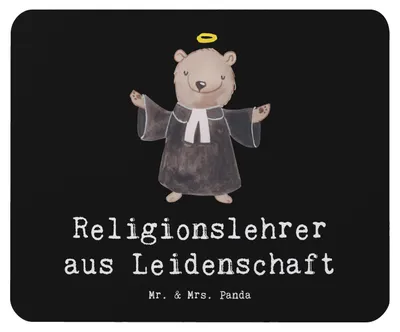 Produktbild von Mr. & Mrs. Panda Mauspad Religionslehrer Leidenschaft - Schwarz - Geschenk, Grundschule, mousematte, Lustig, Mouse Pad, pc mausunterlage, Mousepad, Spruch, Witzig