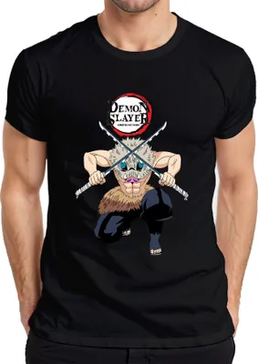 Obrázek produktu pro Pánské tričko s maskou kance Inosuke Kimetsu no Yaiba Anime Gift, černé, XXL