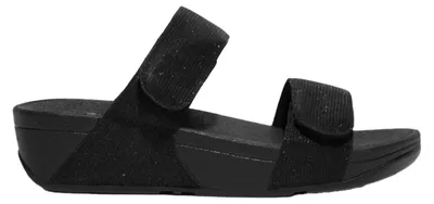 Image de FitFlop - Pantoufles "Lulu" pour femmes, en cuir, réglables, modèle HD132 (taille 37 EU), couleur noire