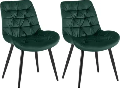 Produktbild von 2-teiliges Esszimmerstuhl-Set – Samtstühle – hoher Sitzkomfort | Farbe: Grün
