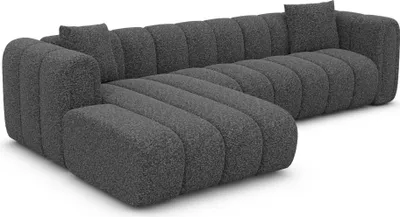 Produktbild von Bouclé L-Form Sofa Amoria Graphit Links