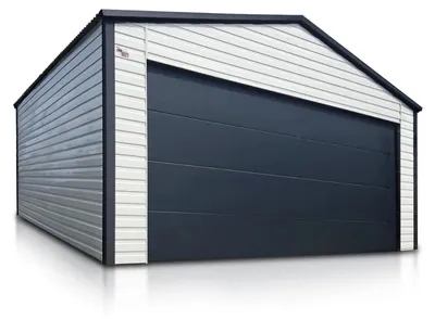 Produktbild von Fertiggarage Einzelgarage 6x5.8m Satteldach Sektionaltor Weiß