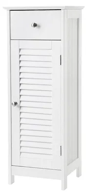 Produktbild von Schmaler Badezimmerschrank mit Lamellentür, weiß, 32 x 87 x 30 cm