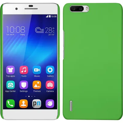 Produktbild von PhoneNatic Case kompatibel mit Huawei Honor 6 Plus - Hülle grün gummiert Hard-case + 2 Schutzfolien