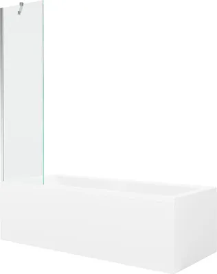 Produktbild von Mexen Cubik rechteckige Badewanne 150 x 70 cm mit Verkleidung und 1-flügliger Duschabtrennung 50 cm, transparent, chrom - 550315