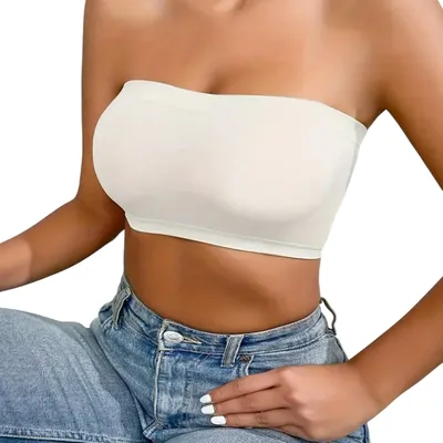 Produktbild von Trägerloser Bandeau-BH, Bandeau Top für Damen, Damen BH mit und ohne Träger aus Polyamid - STRAPIES Weiß 4XL