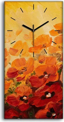 Produktbild von Dekor Leinwand Uhr Wandbilder Quarz 30x60 Gemälde abstrakte von Mohnblumen - schwarze Hände