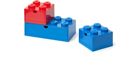Zdjęcie produktu dla LEGO Pudełko na biurko z szufladą - zestaw 3 sztuk - czerwony niebieski