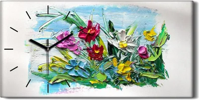 Produktbild von Dekor Leinwand Uhr Wandbilder Geräuschlos 60x30 Ölgemälde Blumen Kunst - schwarze Hände