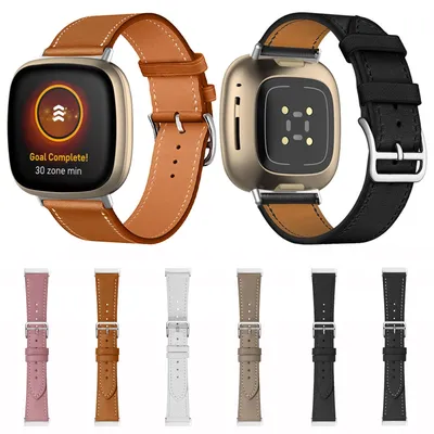 Produktbild von By Qubix passend für Fitbit Versa 3/4 & Sense 1/2 Lederarmband - Schwarz