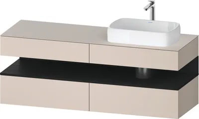 Produktbild von Duravit Qatego Konsolenwaschtischunterbau, 2 Auszüge, 2 Schubkästen, Ausschnitt rechts, 1600x550x600mm, Nische Eiche Schwarz, QA4778016910010