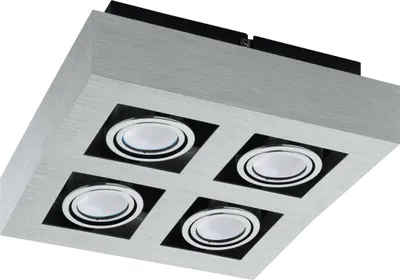 Produktbild von EGLO LED Deckenleuchte Loke 1, Aufbauleuchte, Deckenlampe in Gebürstet, Chrom, Schwarz, Aufbaulampe, GU10, LED Leuchtmittel inklusive, schwenkbar