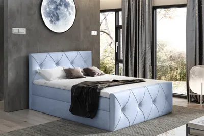 Produktbild von Boxspringbett Schlafzimmerbett LEWIS LUX 160x200cm in Stoff Monolith Sky