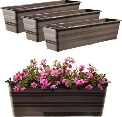 Immagine prodotto di KADAX vaso da balcone, vaso da fiori, grande, 60 cm, confezione di fiori, 3 supporti per fiori