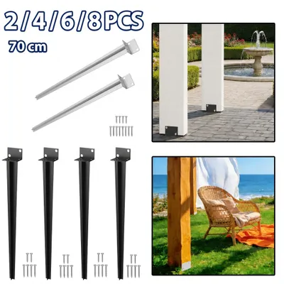 Zdjęcie produktu dla NAIZY – Kotwy do słupków drewnianych, wsporniki do słupków, wysokość 70 cm, zestaw 4 sztuk, kolor czarny, stal ocynkowana, do montażu ogrodzeń, pergol, wiatrochronów i innych elementów ogrodowych