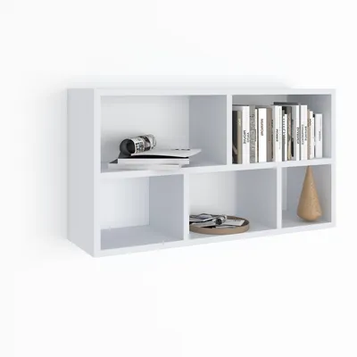 Produktbild von Wandregal Weiß 80x50 cm - Modernes Hängeregal Horizontal & Vertikal montierbar - Wandboard für Bücher & Deko im Wohnzimmer, Bad, Kinderzimmer