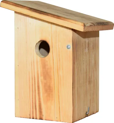 Produktbild von Dehner Natura Premium Wildvogel Nistkasten Jonna, Vogelhaus / Vogelnistkasten für Wildvögel, robust/geflammt, ca. 19 x 24 x 16 cm, aus FSC® - em Kiefernholz, natur