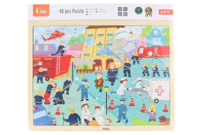 Obrázok produktu pre Drevené puzzle 48 dielikov - hasiči