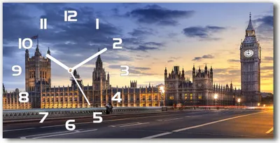 Produktbild von Wanduhr aus Glas – 60x30 cm - Glasbild - Glasuhr - Gehärtetes Glas - weisse-zeiger - Big Ben London