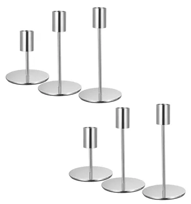 6 Vintage Kerzenhalter aus Metall, silber, für Hochzeit & Tischdeko