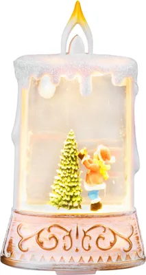 Produktbild von Laterne MagicHome Weihnachten, Weihnachtsmann mit Bäumchen, Kunststoff, 1xLED warmweiß, 8x4x15 cm, 2xAAA 12 Stück